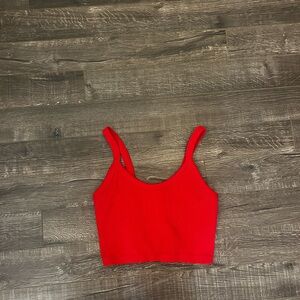 Red Ribbed Women's Crop Top